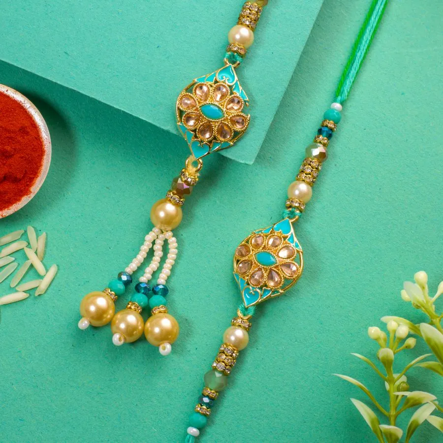 Delightful Kundan Bhaiya Bhabhi Rakhi Duo 1