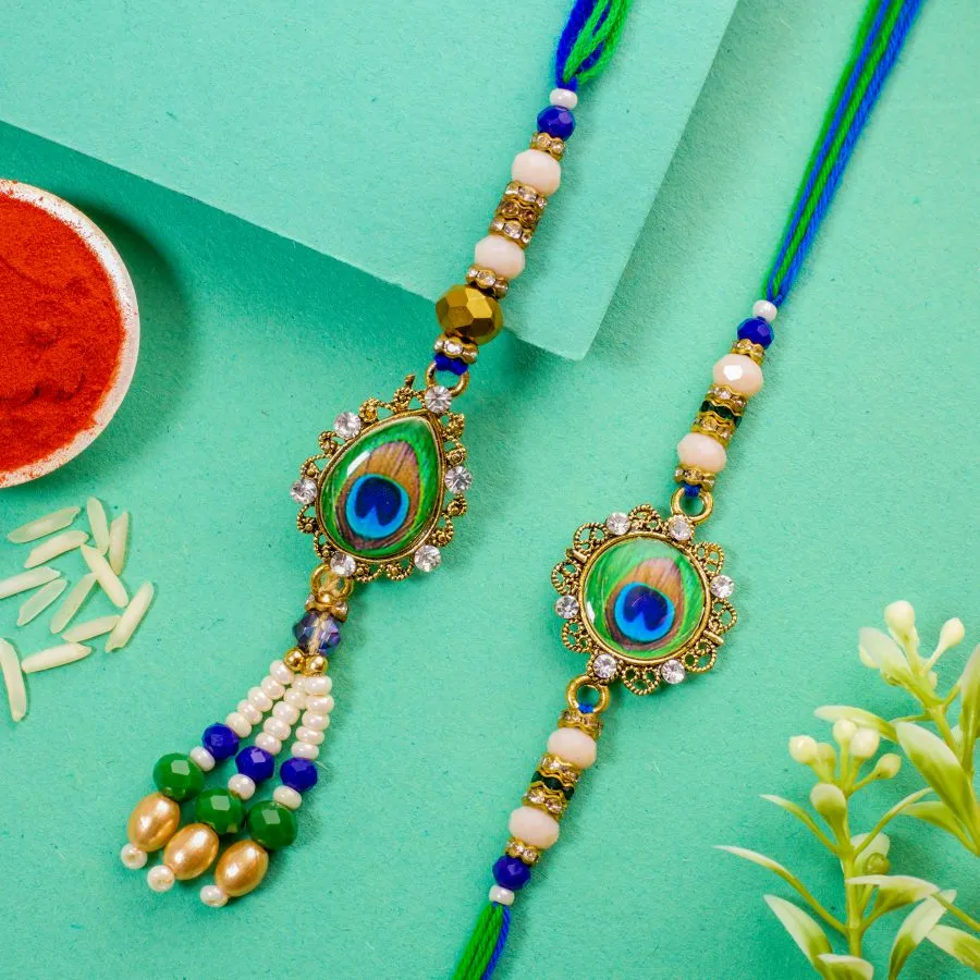 Vibrant Peacock Rakhi Set 1