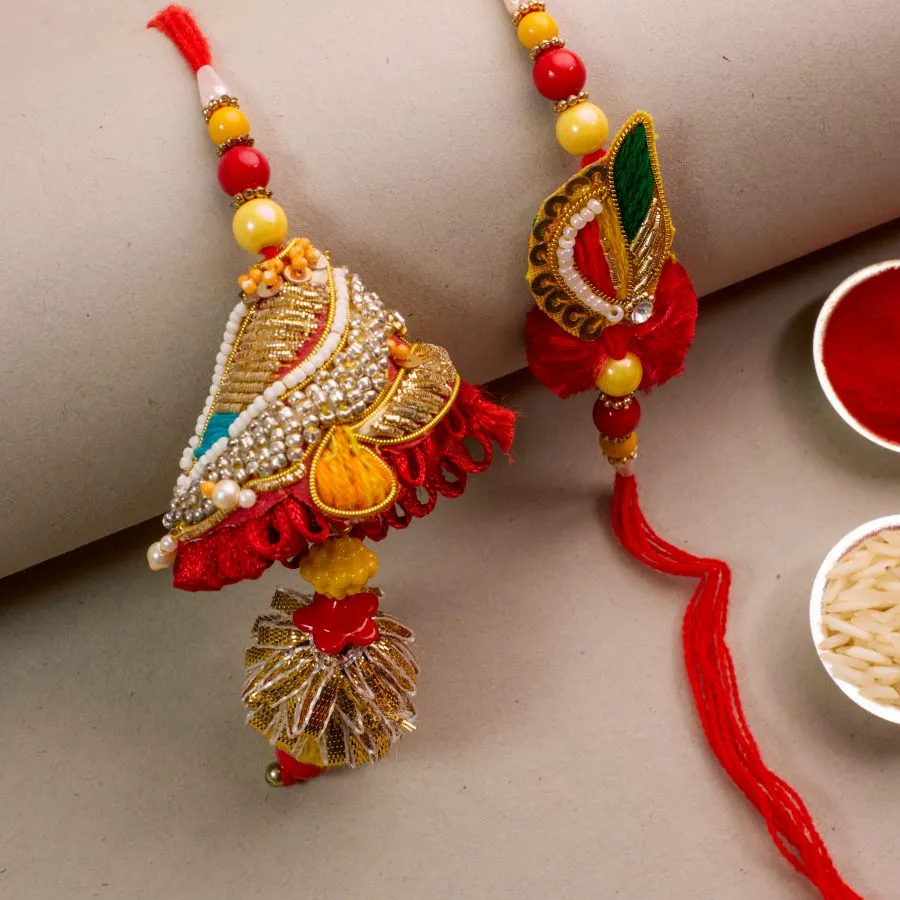 Traditional Zardosi Bhaiya Bhabhi Rakhi 1