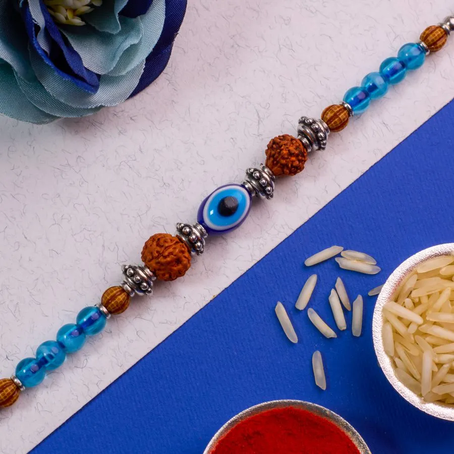 Sacred Rudraksh and Evil Eye Rakhi 1