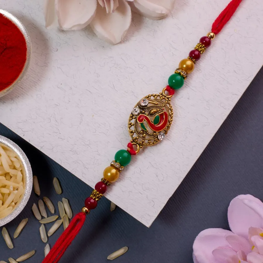 Vibrant Peacock Delight Rakhi 1