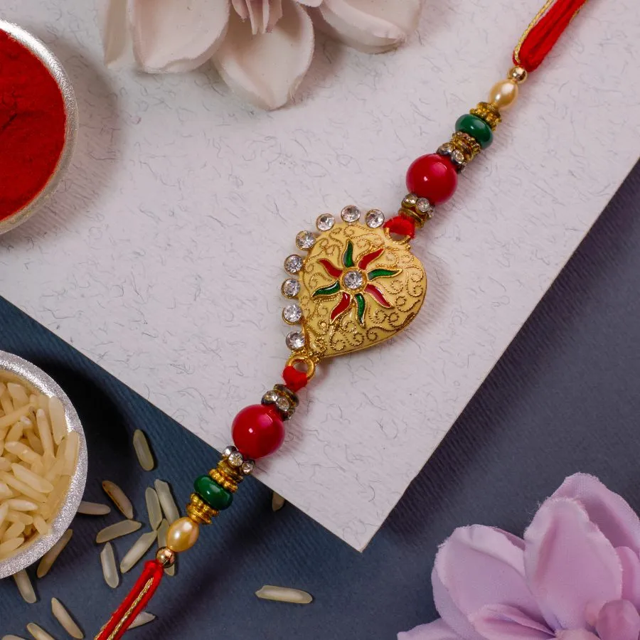Radiant Kundan Rakhi Gift 1