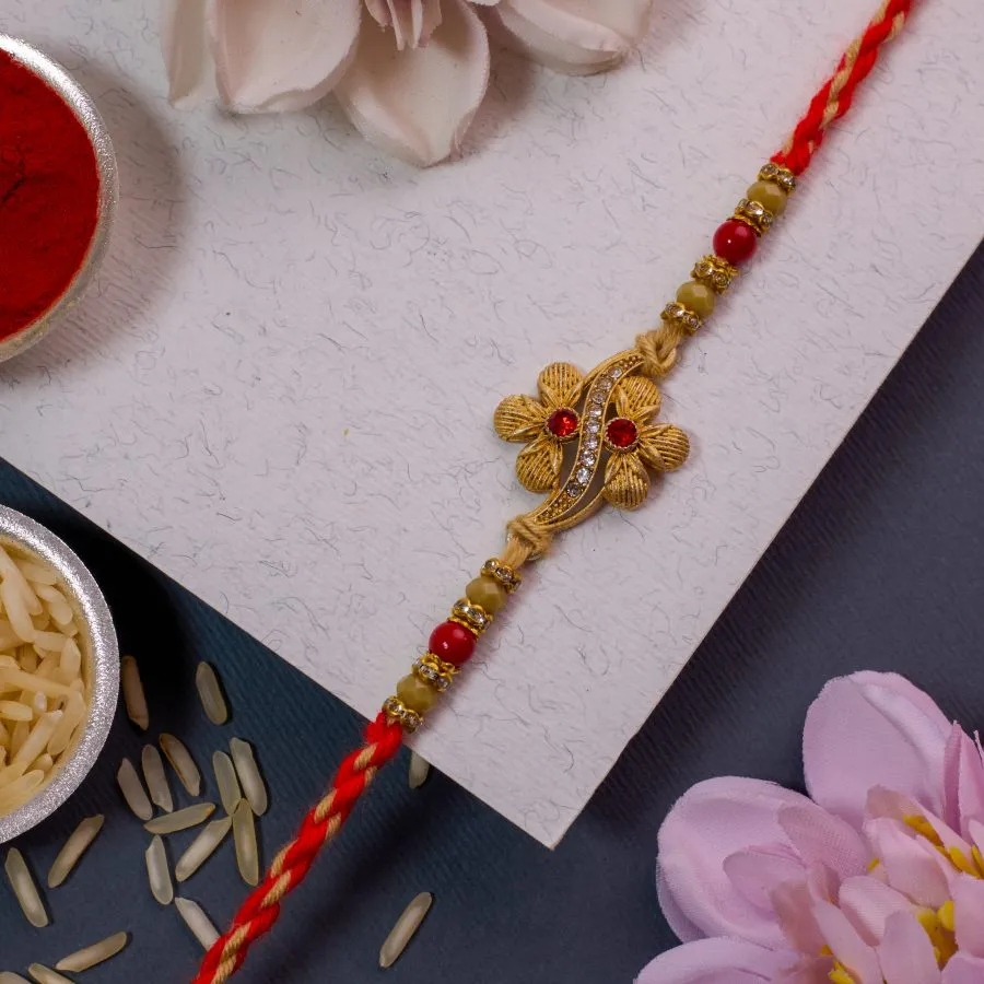 Stunning Floral Kundan Rakhi for Siblings 1