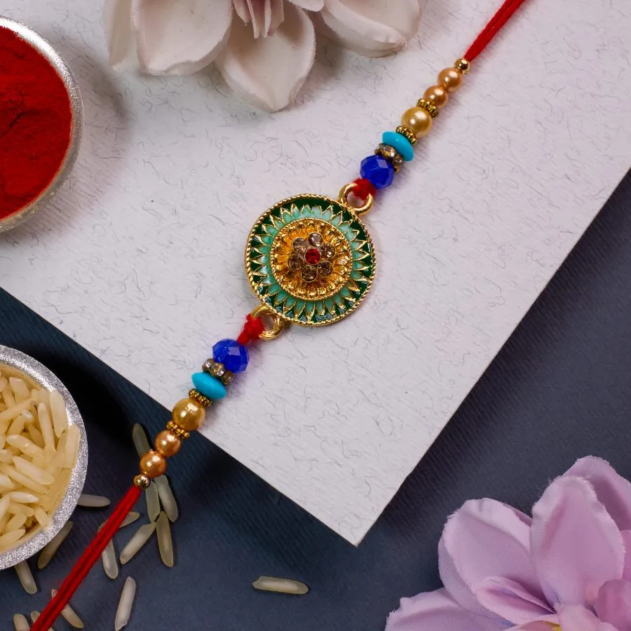 Traditional Kundan Rakhi Gift 1