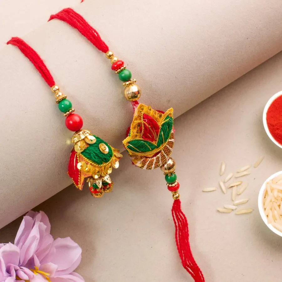 Charming Zardosi Bhaiya Bhabhi Rakhi Set 1