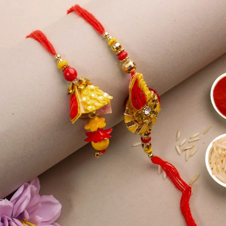 Festive Zardosi Bhaiya Bhabhi Rakhi Set 1