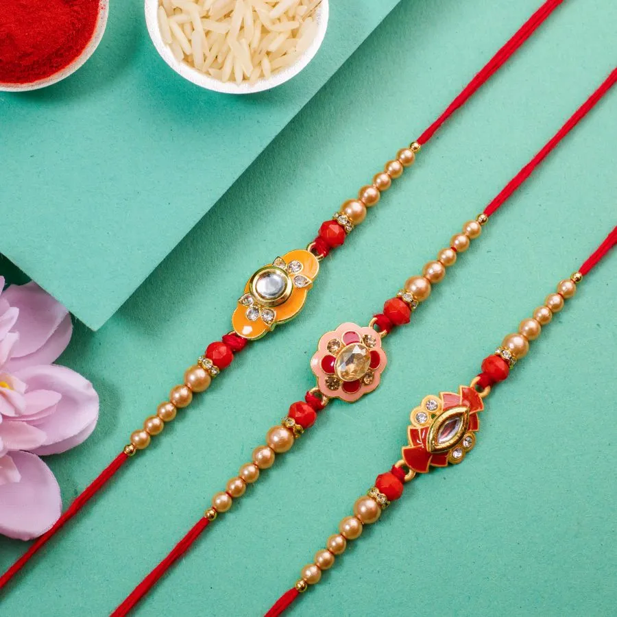 Radiant Kundan Rakhi Trio 1