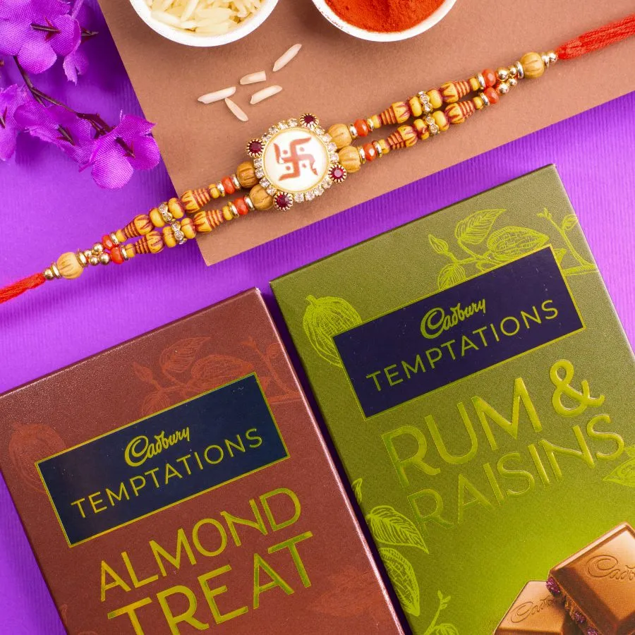 Swastik Rakhi with Tempting Cadbury Treat 1