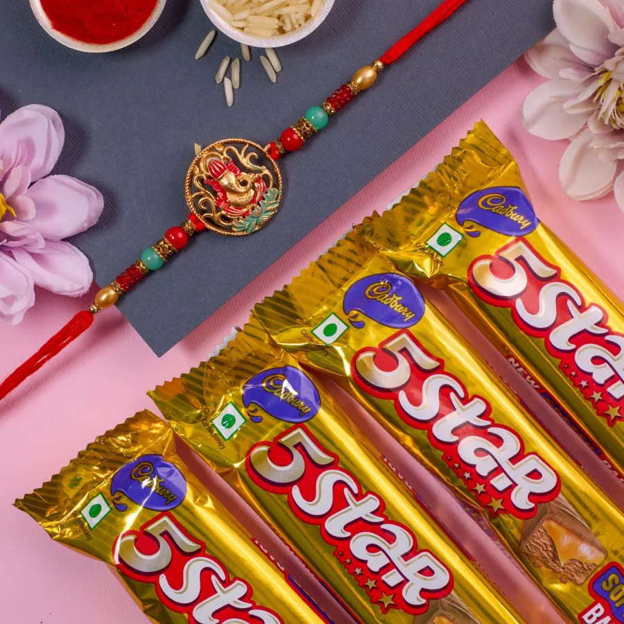 Raksha Bandhan Joy with Ganesha Rakhi & Chocolates 1