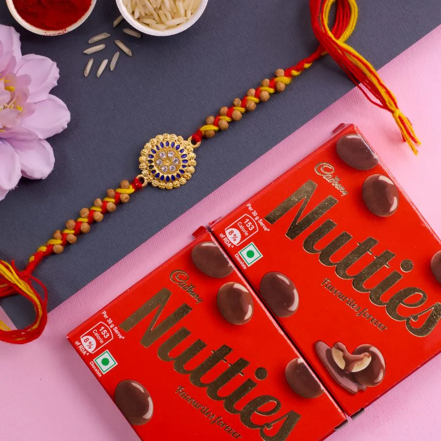 Kundan Rakhi Duo with Cadbury Nutties 1