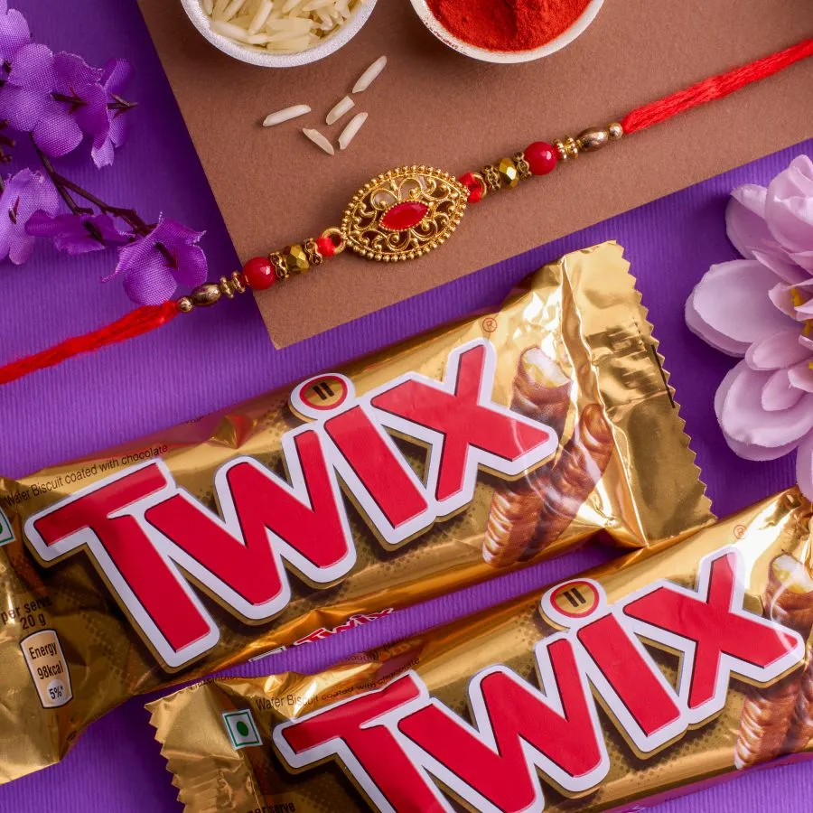 Charming Kundan Rakhi N Chocolate Combo 1