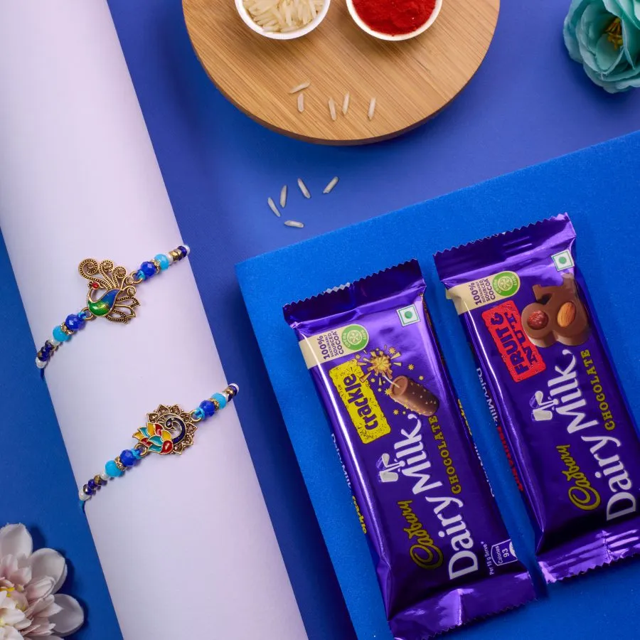 Elegant Peacock Rakhi & Chocolate Delight 1