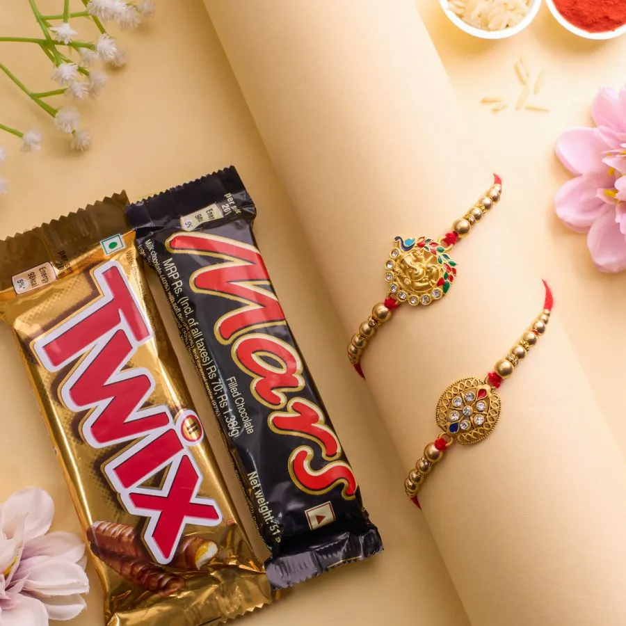 Ganesha Blessings Rakhi With Choco Delight 1