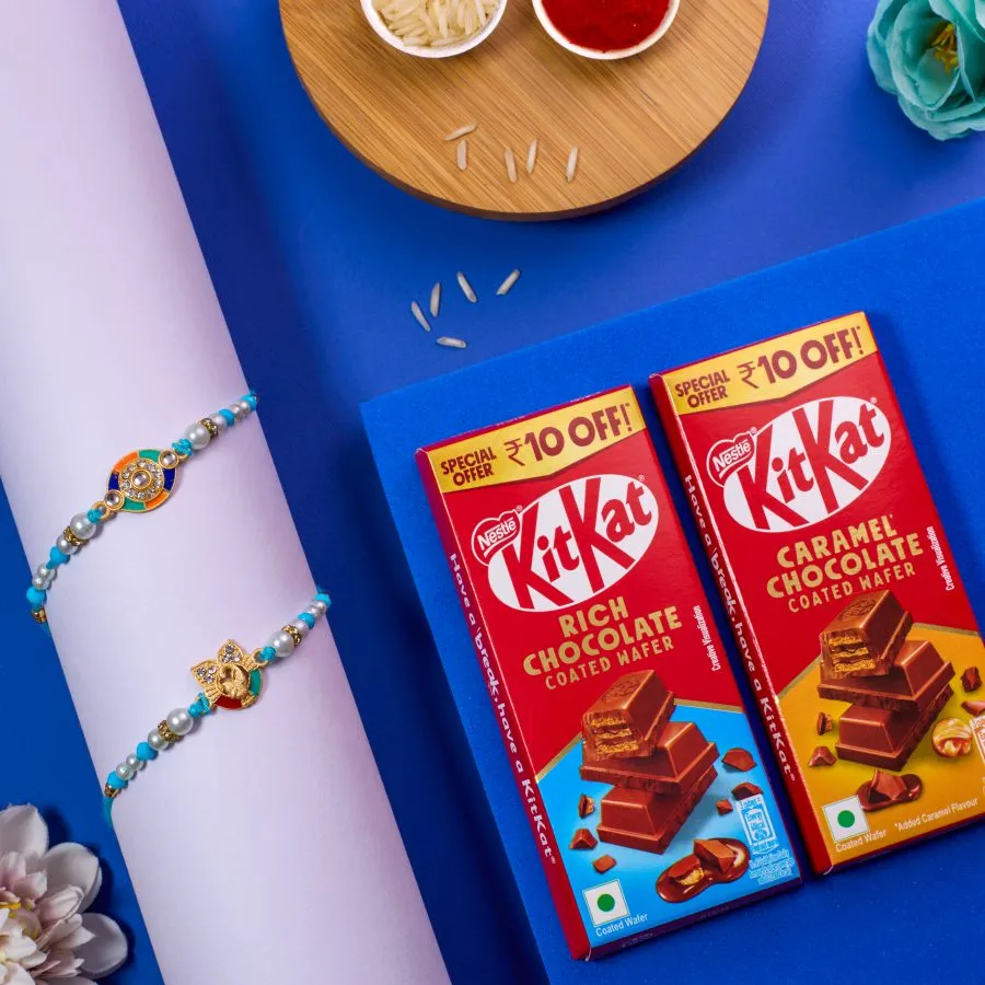 Traditional Kundan Rakhi & KitKat Bliss 1