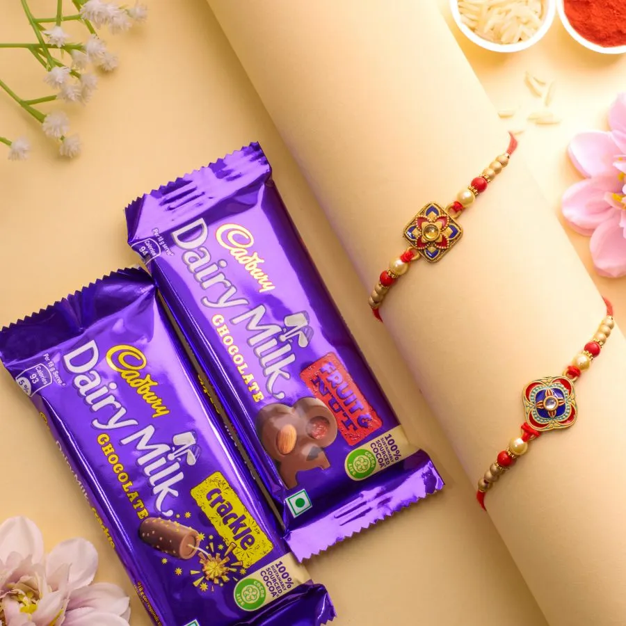 Charming Kundan Rakhi & Cadbury Delight 1