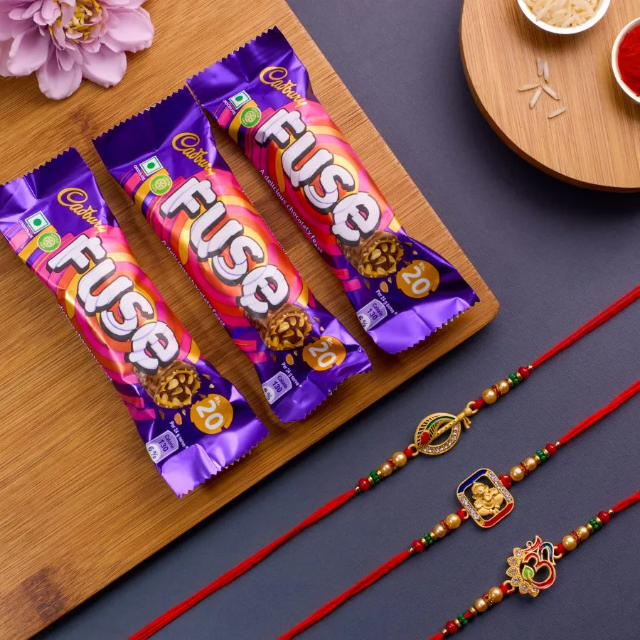 Divine Rakhi & Cadbury Fuse Combo 1
