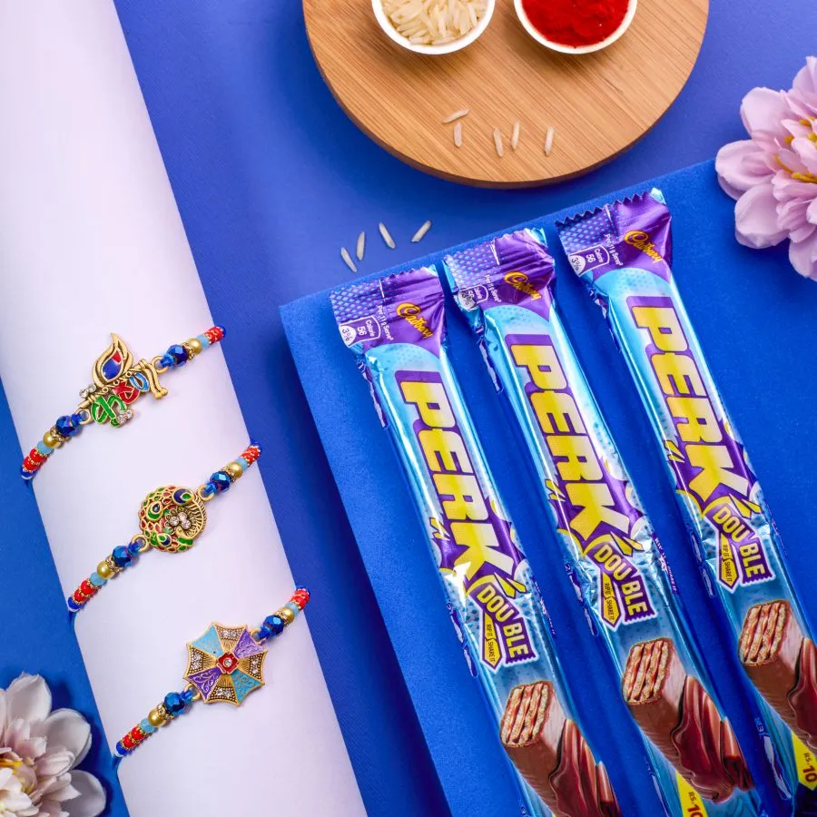 Peacock & Krishna Rakhi with Choco Treats 1
