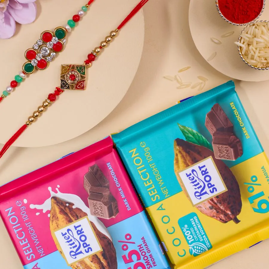 Elegant AD Rakhi & Ritter Chocolate Duo 1