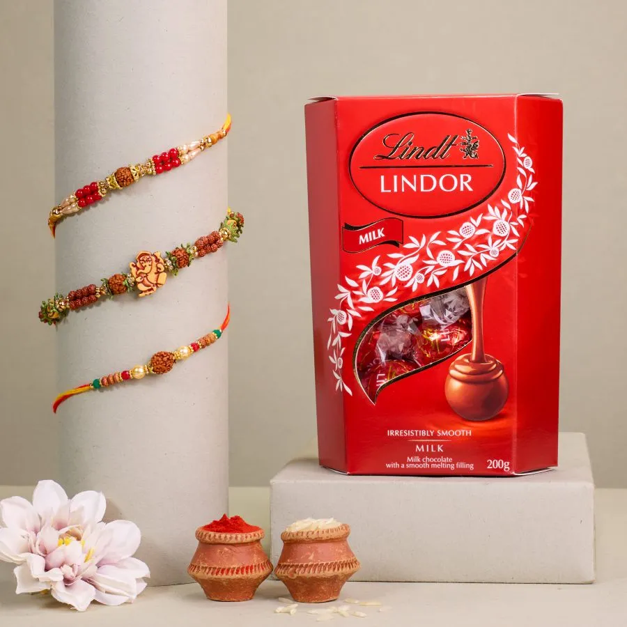 Auspicious Rakhi Set & Lindt Duo 1