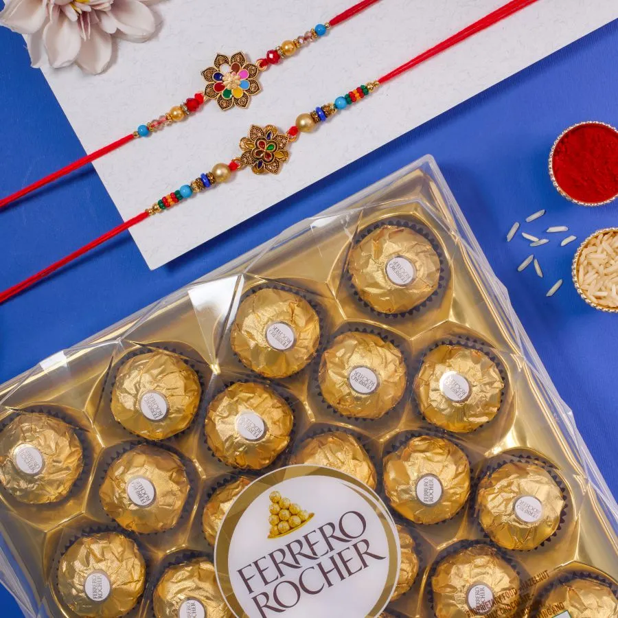 Festive Kundan Rakhi & Ferrero Treats 1