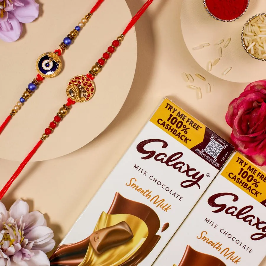 Kundan Rakhi Duo with Ferrero Treats 1