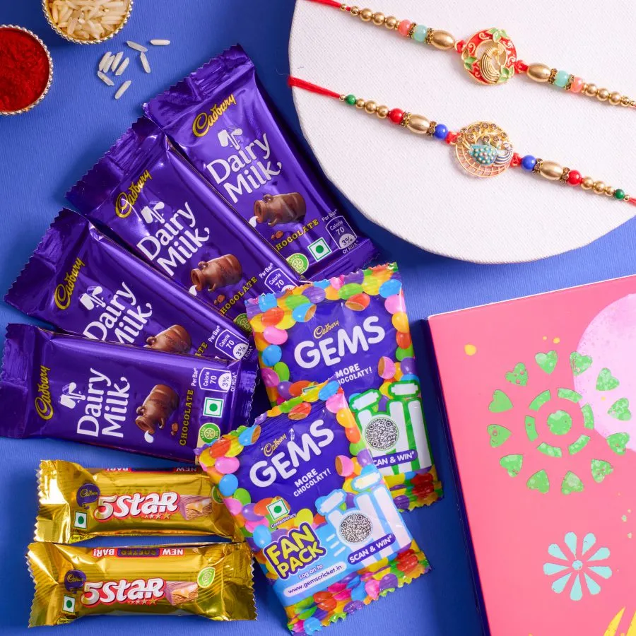 Peacock Kundan Rakhi & Chocolate Duo 1