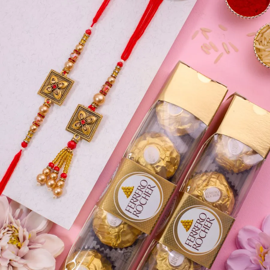 Designer Bhaiya Bhabhi Rakhi with Rocher Bliss 1