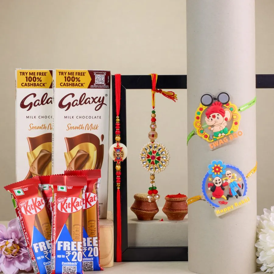 Kundan and Kids' Rakhi with Chocolates 1