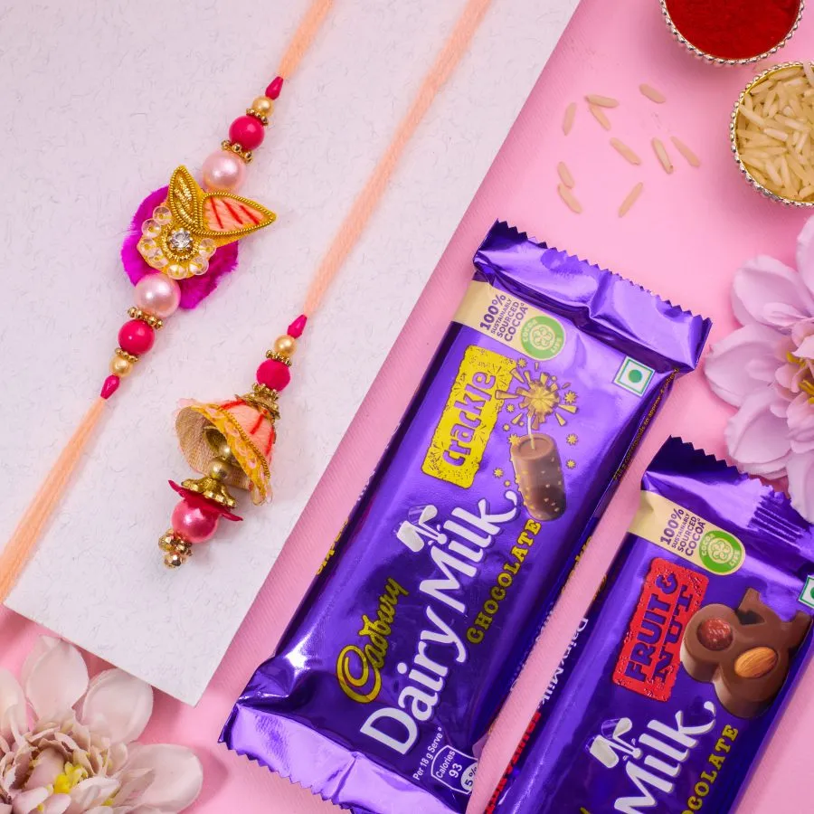 Designer Rakhi Set with Homemade Chocolates 1