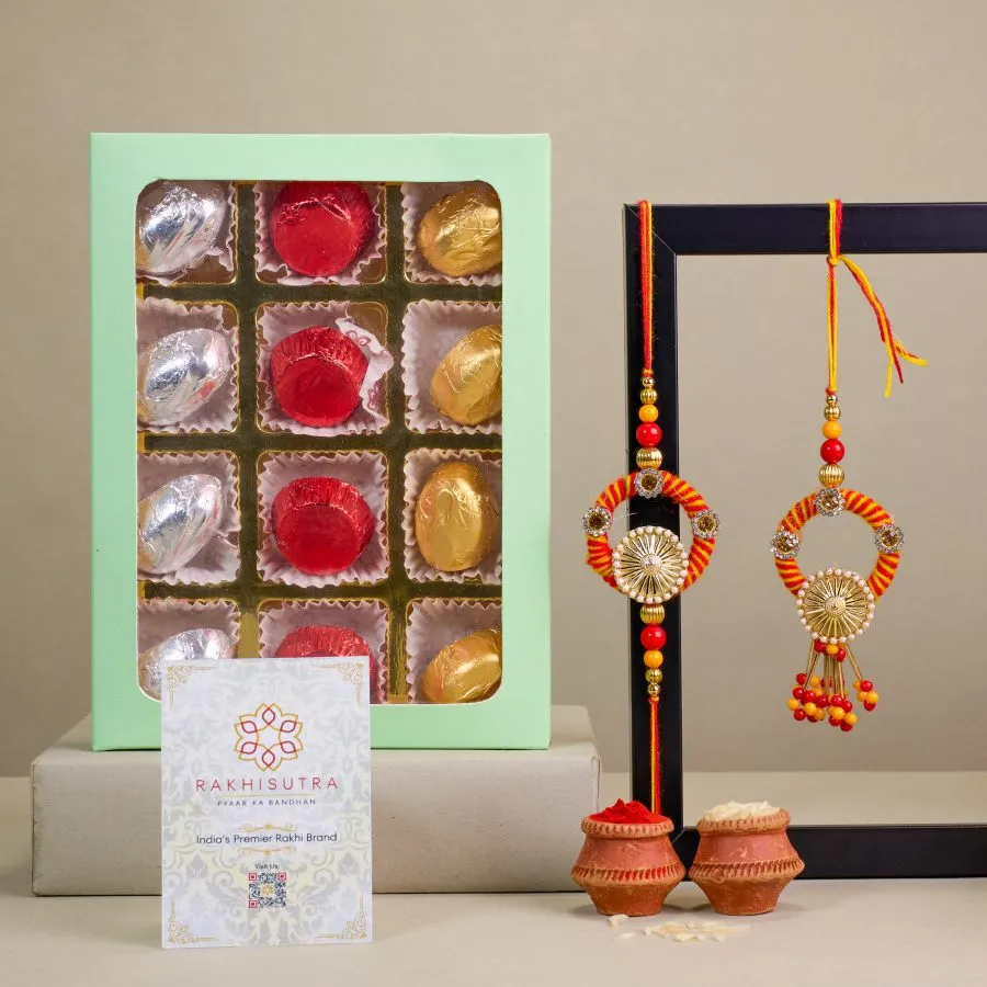 Sweet Bond: Bhaiya Bhabhi Rakhi & Chocolates Set 1