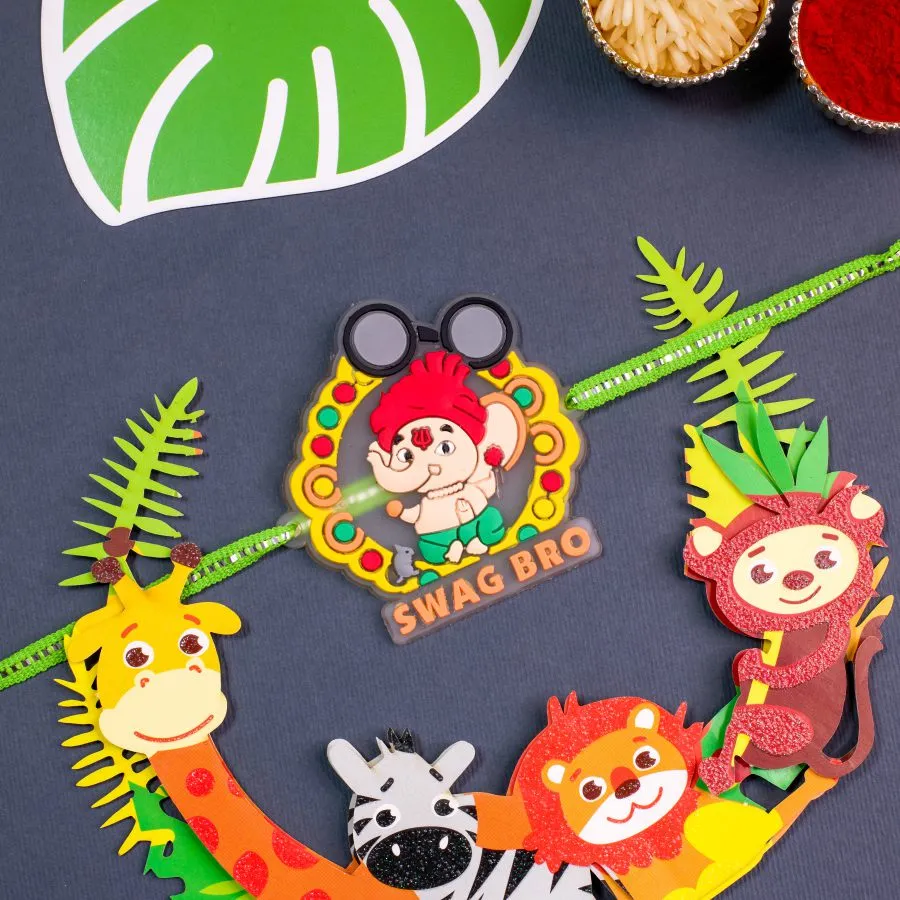 Colorful Kids Ganesh Rakhi Gift 1