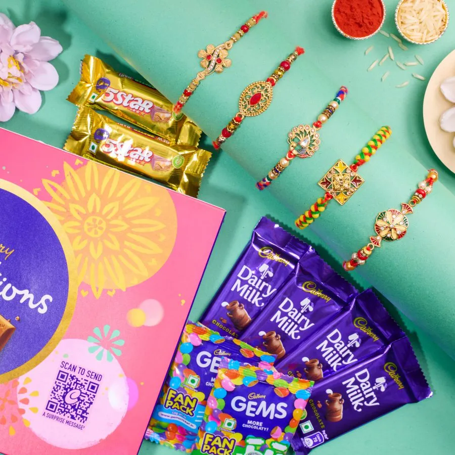Kundan Rakhi Set with Assorted Chocolates 1