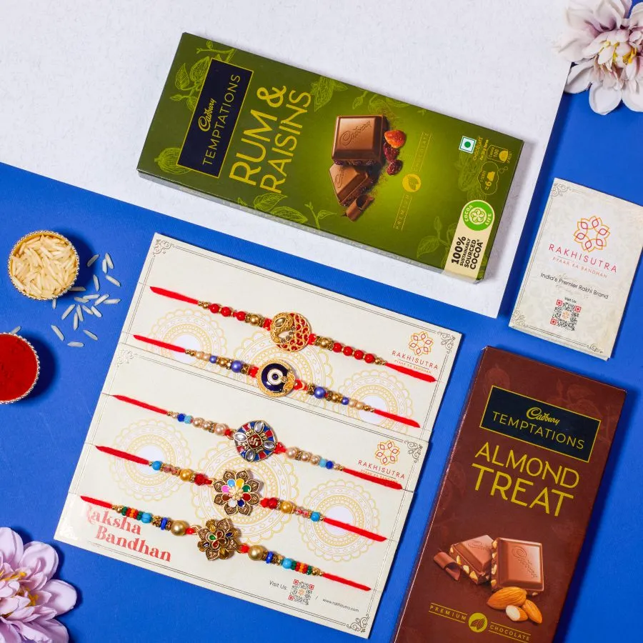 Kundan & Evil Eye Rakhi Delight with Cadbury Treats 1
