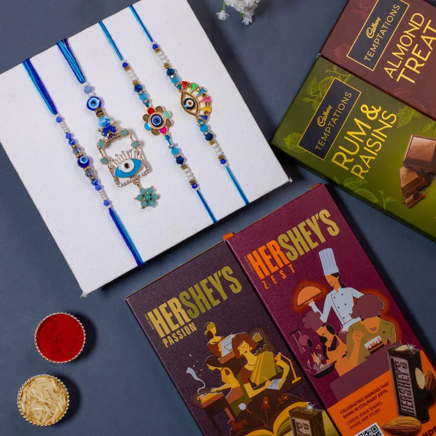 Evil Eye Rakhi with Chocolate Treats 1