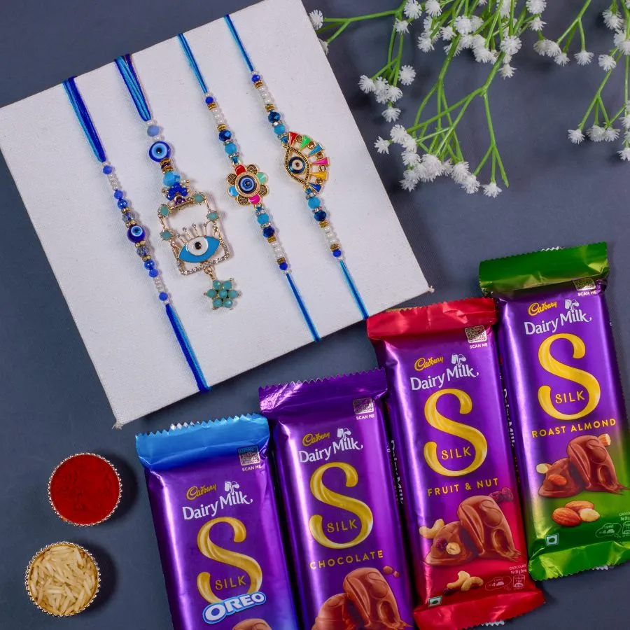 Stunning Evil Eye Rakhi Sets with Chocolates 1
