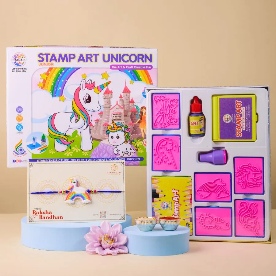 Magical Unicorn Rakhi & Craft Combo 1