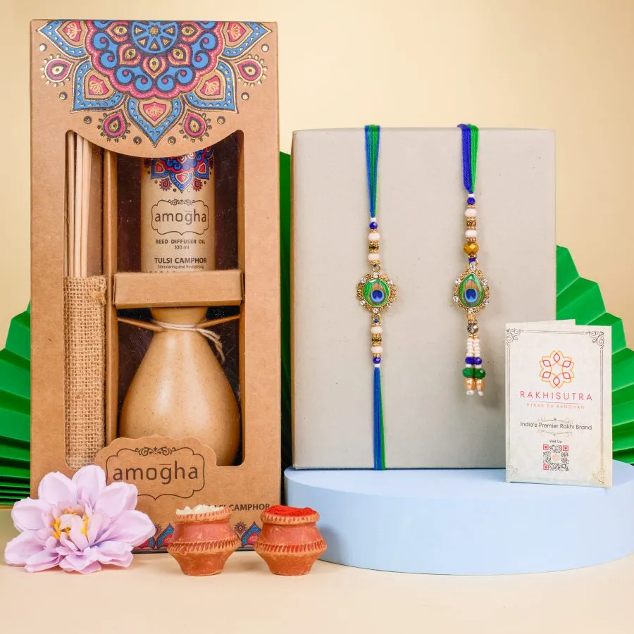 Lovely Bhaiya Bhabhi Rakhi With Diffuser Set 1