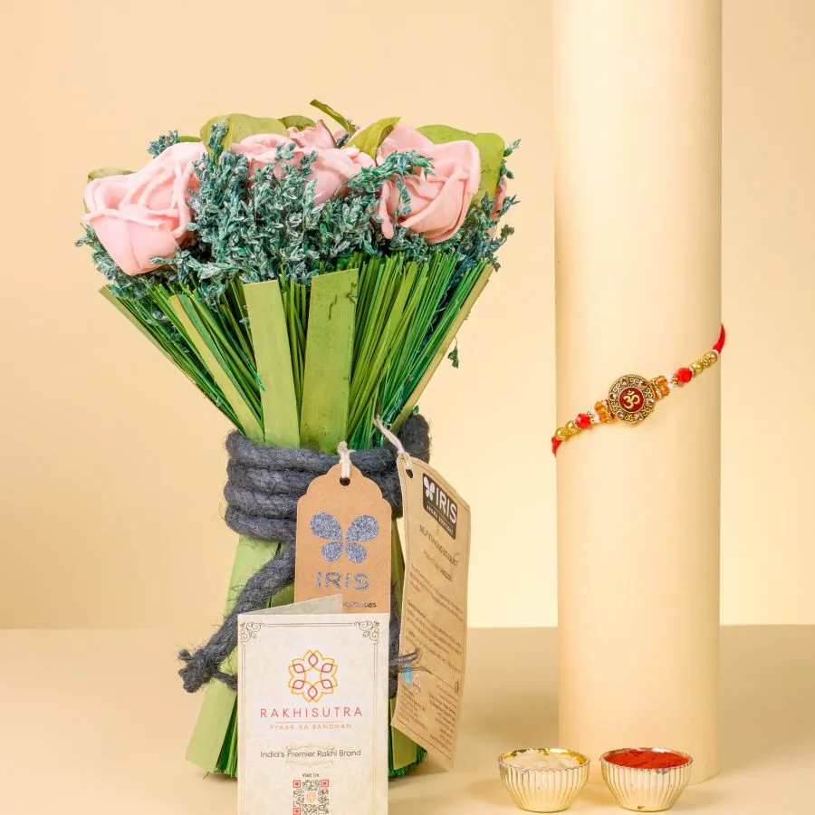 OM Rakhi with Floral Elegance 1