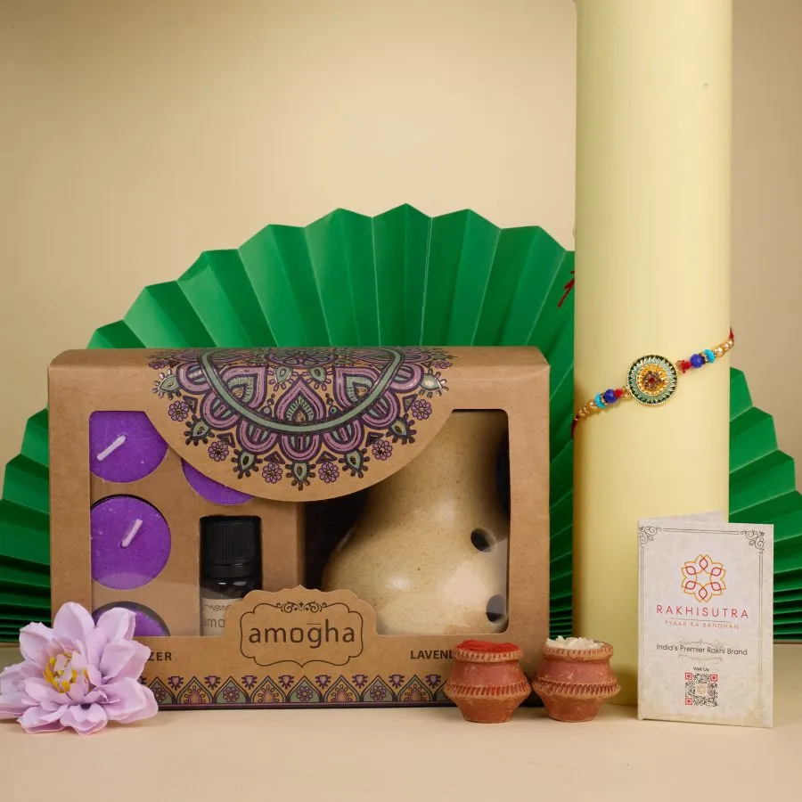 Festive Rakhi with Scented Vaporizer Gift Set 1