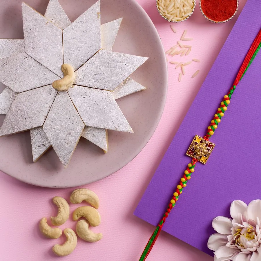 Kundan Rakhi & Kaju Katli Delight 1