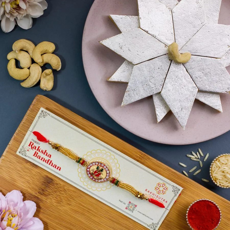 Auspicious Ganesha Rakhi N Kaju Katli Delight 1