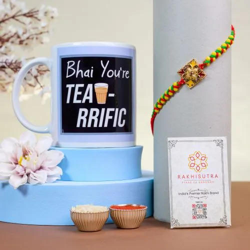 Kundan Rakhi and Quote Mug Gift 1