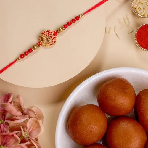 Elegant Kundan Rakhi with Gulab Jamun Treat 1