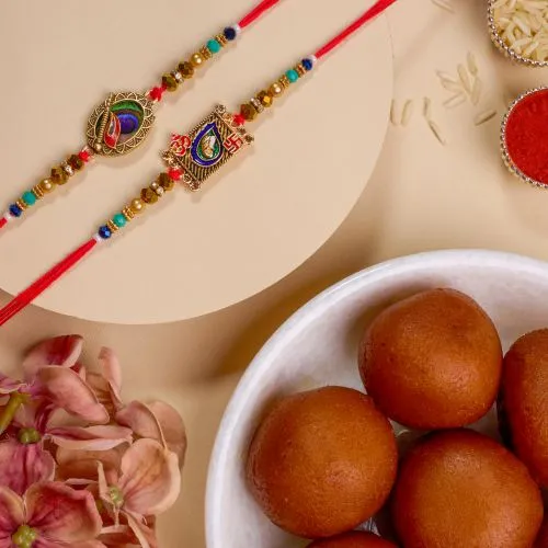 Festive Kundan Rakhi N Sweet Delight Set