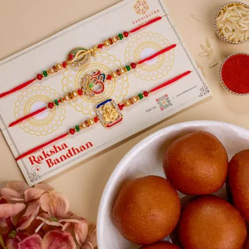 Auspicious Rakhi Set N Gulab Jamun Combo 1