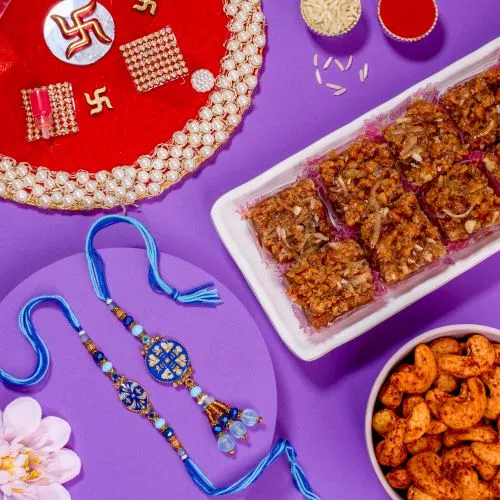 Designer Rakhi, Thali and Sweet Indulgence 1