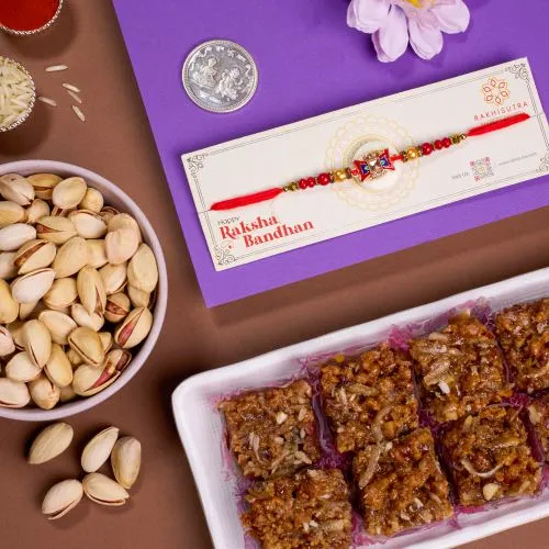 Kundan Rakhi with Sweet Dodha Barfi 1