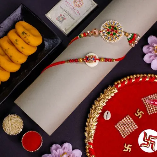 Kundan Rakhi Collection with Delicious Peda 1