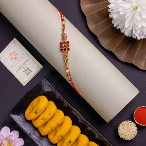 Love & Sweets: Kundan Rakhi with Kesar Peda 1