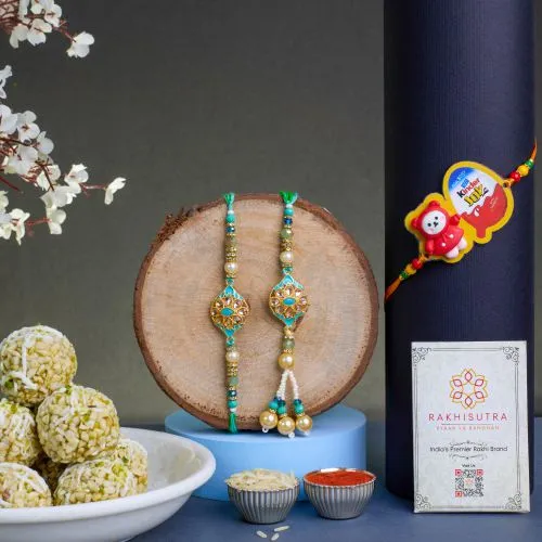Kundan Rakhi with Kinder Joy Treats 1